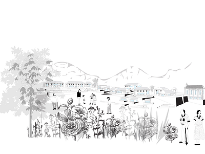 • into camellia flowers • architecture blackandwhite design flowers illustration illustrator landscape sketchup