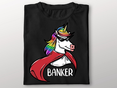 banker unicorn T-shirt Design