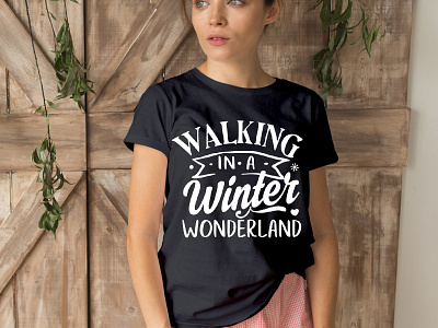 Walking in A Winter T-shirt Design best t shirt custom t shirt design funny t shirt illustration snow t shirt design typography winter