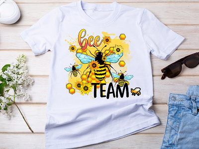 Bee Team T-shirt Design bee best t shirt branding custom t shirt design funny t shirt graphic design honey bee illustration t shirt design typography