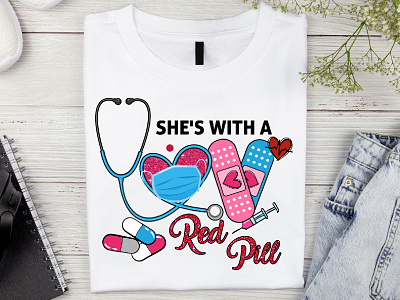 She's With A Love T-shirt Design best t shirt branding custom t shirt design funny t shirt graphic design illustration logo nurse nurse lover t shirt design typography