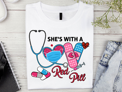 She's With A Love T-shirt Design