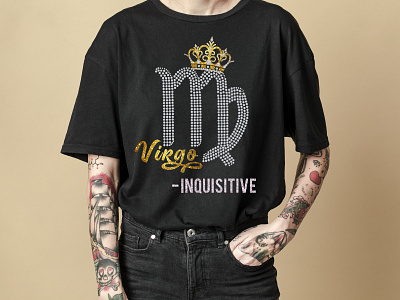 Virgo Inquisitive T-shirt Design best t shirt branding custom t shirt design funny t shirt graphic design illustration leo libra t shirt design typography zodiac