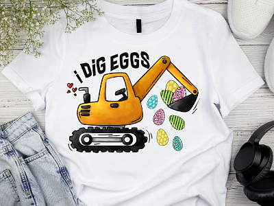 I Dig Eggs T-shirt Design art best t shirt branding custom t shirt design easter egg easter egg hunt easter t shirt funny t shirt graphic design illustration logo t shirt design typography