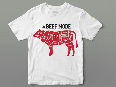 Beef Mode T-shirt Design beef mode best t shirt branding custom t shirt design funny t shirt graphic design grilled meat illustration logo roast pork t shirt design typography