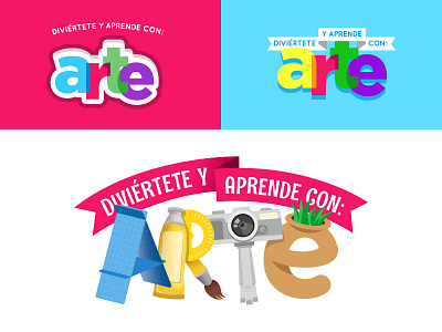 "Diviértete y aprende con: Arte" art arts childish colorful identity infantile kinds typo typography