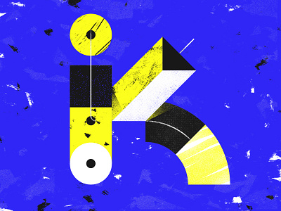 Letter K - 36 Days of Type 36days 36daysoftype blue brushes custom design graphic letters texture type typography yellow