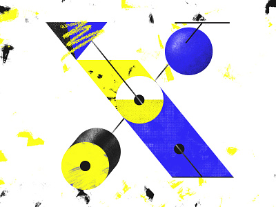 Letter X - 36 Days of Type 36days 36daysoftype blue brushes custom design graphic letters texture type typography yellow