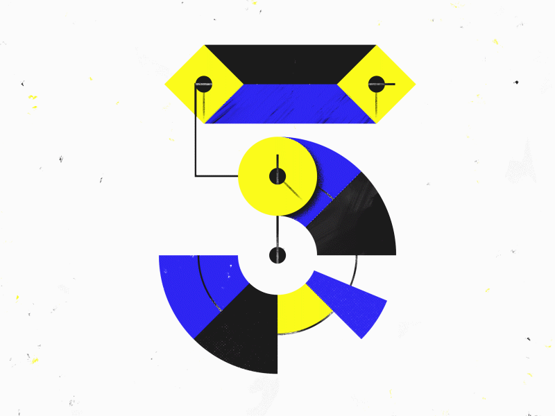 Number 5 - 36 Days of Type 36days 36daysoftype animated animation blue brushes letters motion texture type typography yellow