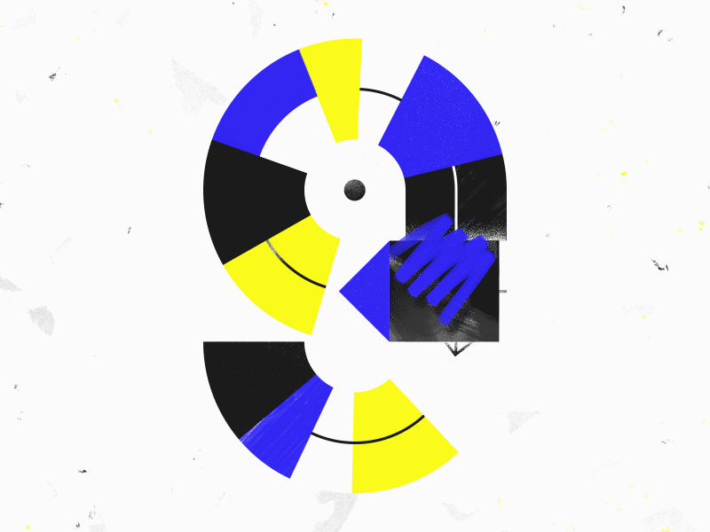 Number 9 - 36 Days of Type 36days 36daysoftype animated animation blue brushes letters motion texture type typography yellow