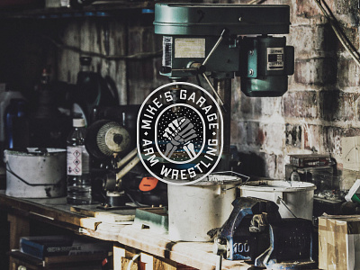 Mike's Garage Arm Wrestling Emblem Logo