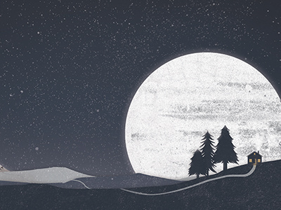 Three Pines forest illustration moon pine rob stone trees