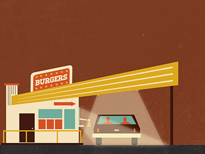 The Drive Through 50s burgers drive through illustration retro