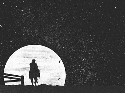 The Moonlands cowboy illustration moon night ranch ranger stars