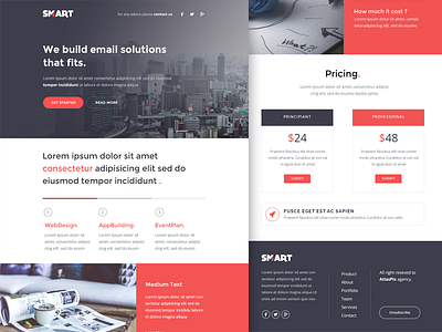 Freebie PSD : Smart ( Email / Newsletter HTML Template ) download email features flat free freebie mailchimp newsletter psd template themeforest web