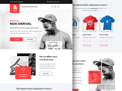 Alto - Email / Newsletter HTML Template email html5 landing landing page mailchimp material modern newsletter store template tshirt web