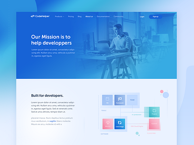 About us - Page ( Draft 1 ) about blue gradient illustration landing page project startup web