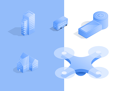 Connected City ( Icon set ) clean icons isometric minimal