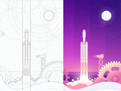 Work in progress 2d illustration rocket technology