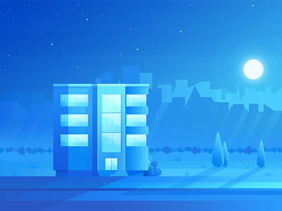 Blue building ( work in progress ) design icon illustration ui