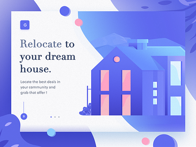 Dream House 3d banner design gradient icon illustration landing page slider ui web website