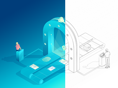 Work in progress 3d illustration isometric printer technology