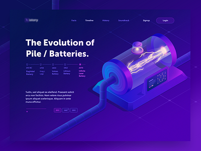 The infinite Battery ( in progress ) 3d illustration isometric landing machine main page power purple technology web