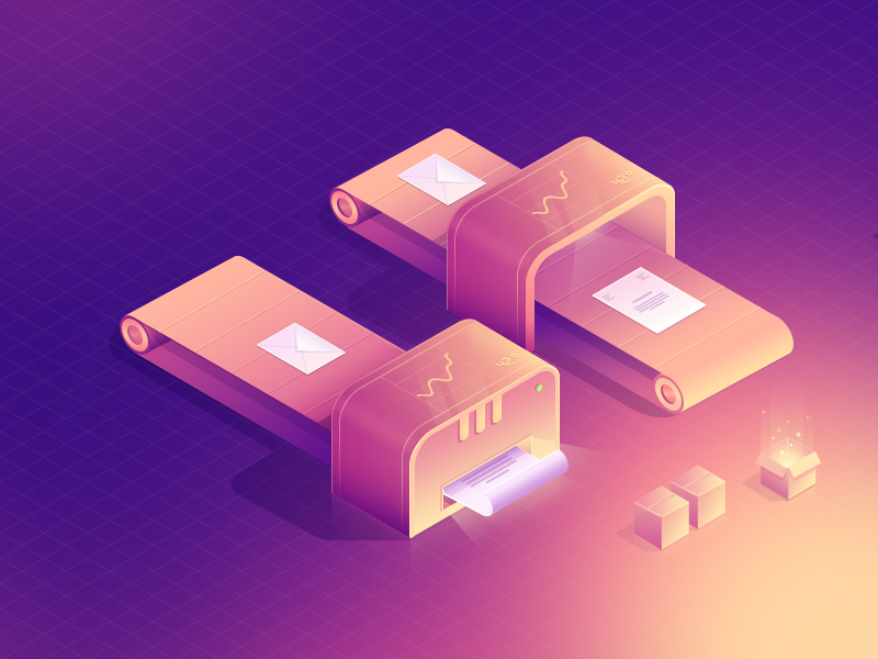 Isometric ePrinter illustration design ui minimal 3d isometric