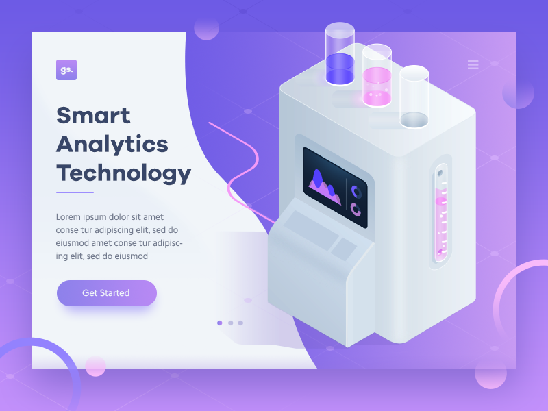 Analytics Machine illustration design ui lab stats machine analytics landing page isometric purple