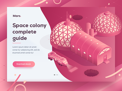 Just for fun 3d design dome illustration isometric landing minimal moon planet red space ui