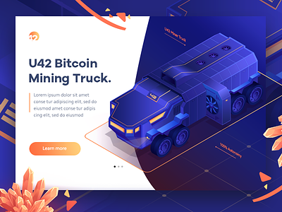 Bitcoin Mining Truck bitcoin bitcoin truck blue crypto game gradient icon illustration isometric landing truck ui website