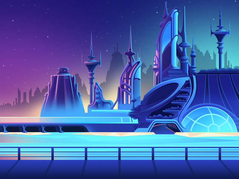 Gradient Utopia 2 illustrator city utopia gradient