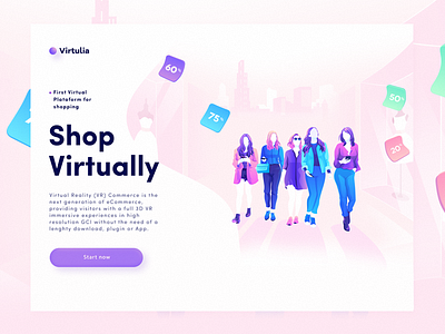 Virtual shopping concept gradients icon illustration landing