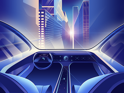 Let's ride the future - illustration car city future futuristic illustration