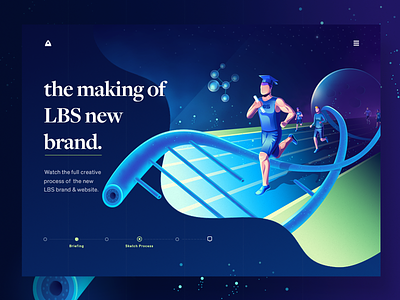 LBS brand ( Case study intro page ) adn design dna genetic gradient illustration landing minimal ui web