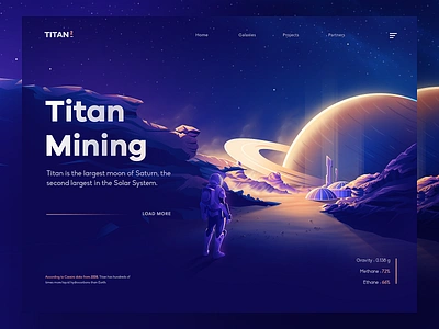 Titan Mining Concept 3d design gradient illustration isometric landing minimal nasa planets saturn sky space titan ui vector