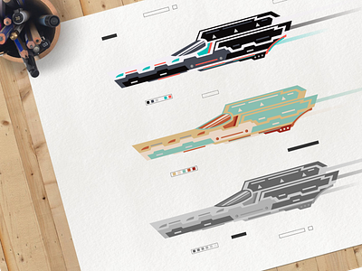 Star Speeder: Different Palettes color palette design geometricart illustration inkscape space spacecraft spaceship speeder starwars