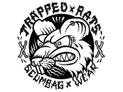 TRAPPED RATS design illustration rat scumbag tails tshirt
