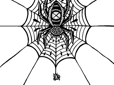 DRAWLLOWEEN DAY 1 - SPIDER drawlloween fly halloween illustration spider web