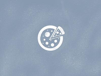 Moon Pizza blue icon illustration logo minimal modern moon pizza texture