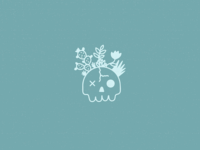 Recycled Skull blue flat flat design floral flowers icon minimal modern muted skull