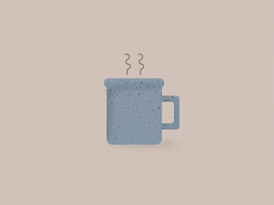 Blue enamel mug coffee cup flat design icon logo minimal mug tea texture