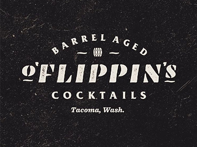 O'Fiippins Barrel Aged Cocktail Logo distressed hand drawn icon logo design tacoma