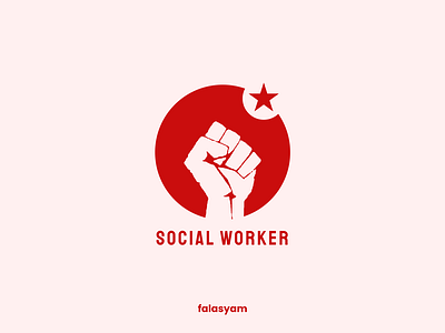 Social Worker Logo branding design fist fist up flag graphic design illustration logo logo red red red logo social social worker socialism star working class