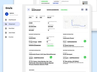 Admin Dashboard Shipment Detail admin dashboard dashboard design mobile ui shipment ui uiux