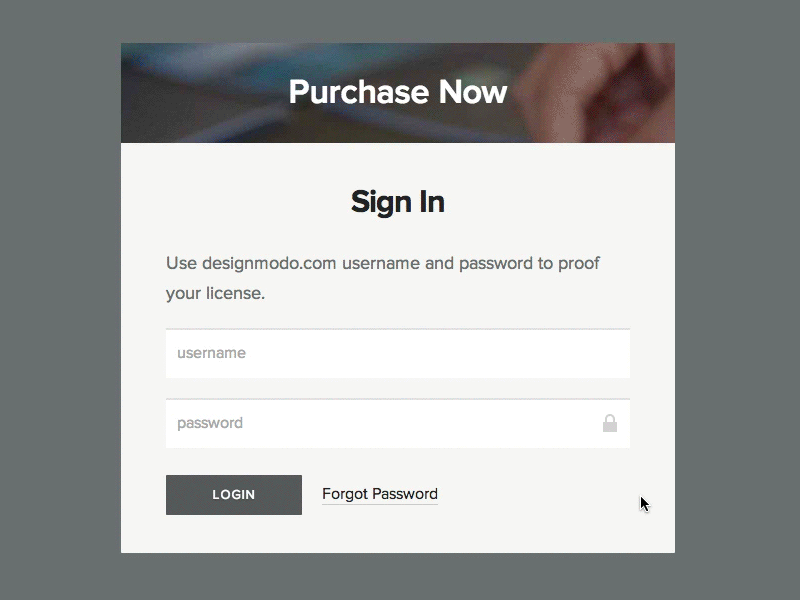 Sign In and Purchase Combination buy now designmodo gif purchase sign in startup framework