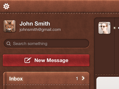 Leather Mail App app avatar button ios ipad ipad3 iphone leather mail menu message pandora retina skin