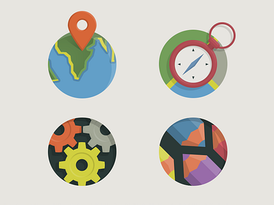 Some vector icons for new UI compas earth flat icons location navigator pencil settings vector world