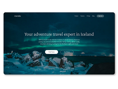 Landing page for a travel website. travelling landingpage
