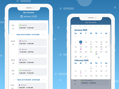 Mobile Scheduling App calendar calendar ui date datepicker employee schedule scheduling shift timeline